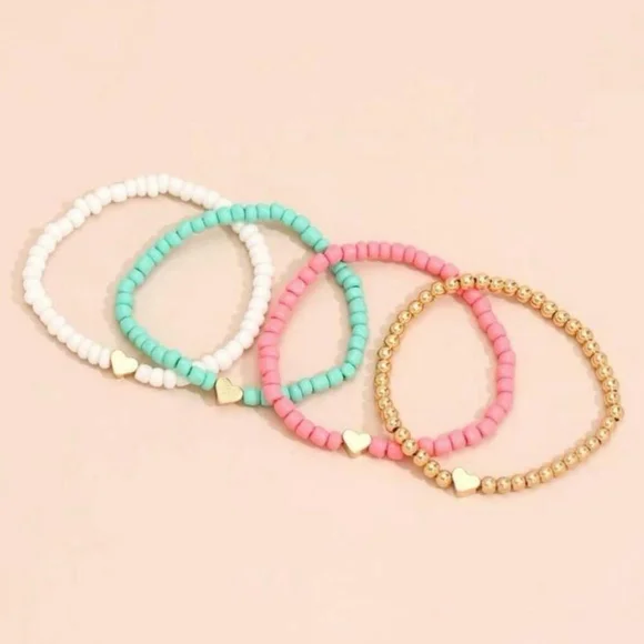 ⚠️Clearance 4pcs Heart Charm Beaded Colorful Bracelet - Picture 4 of 5